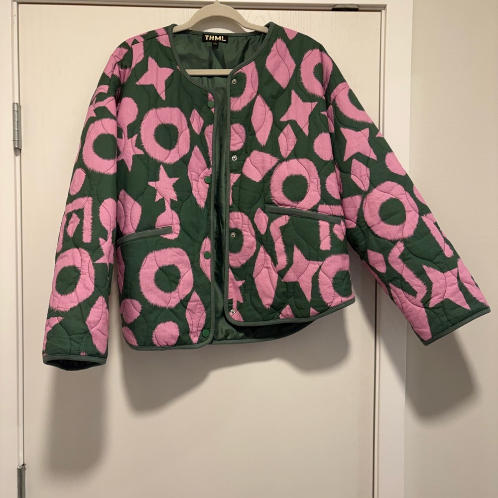 THML Jacket with Green and Pink Geometric Design